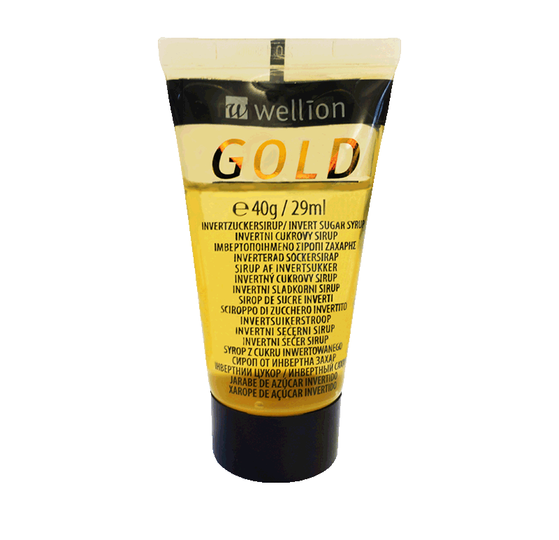 Wellion GOLD Invert sugar syrup is easy to handle and gives you energy very fast. Every tube is protected with a hygiene seal and can easily be reclosed by means of the screw cap. Pleasant vanilla taste. Picture